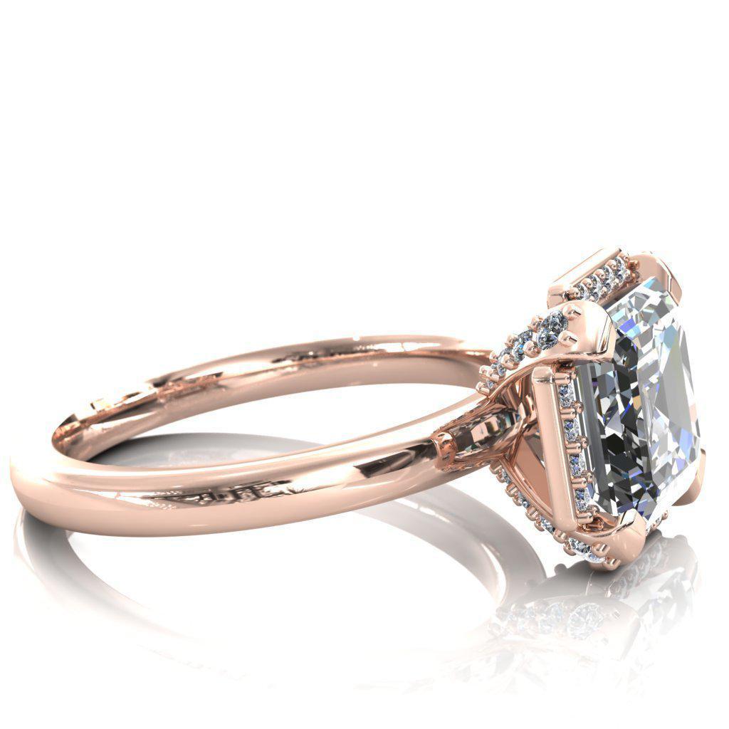 Jayne Asscher Moissanite 4 Prong Diamond Accented Halo Ring-Custom-Made Jewelry-Fire & Brilliance ®