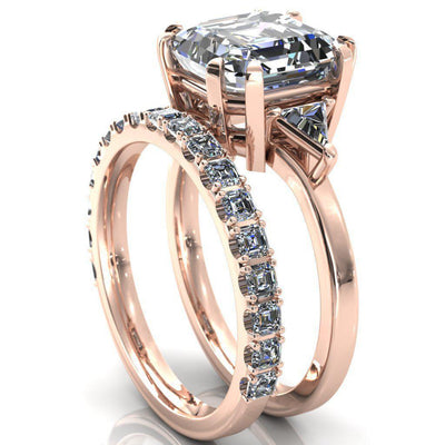 Jean Asscher Moissanite and Triangle Diamond 3-Stone Ring-Custom-Made Jewelry-Fire & Brilliance ®