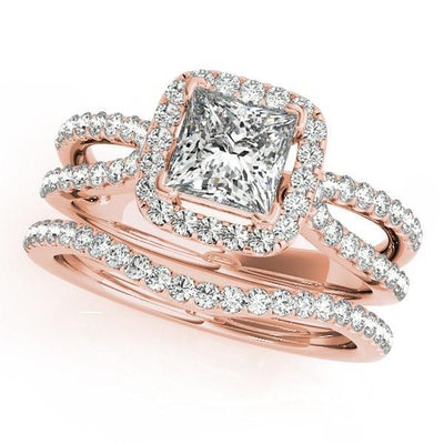Jesse Princess/Square Moissanite Split Shank Halo Engagement Ring-Custom-Made Jewelry-Fire & Brilliance ®