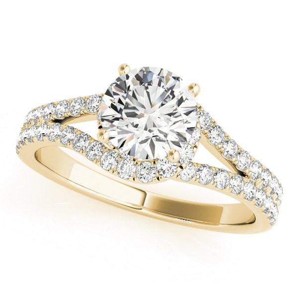 Jill Round Moissanite Split Shank Halo Engagement Ring-Custom-Made Jewelry-Fire & Brilliance ®