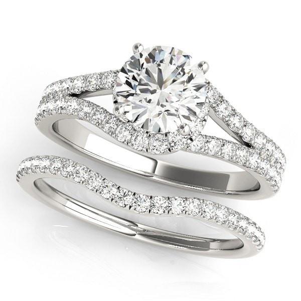 Jill Round Moissanite Split Shank Halo Engagement Ring-Custom-Made Jewelry-Fire & Brilliance ®