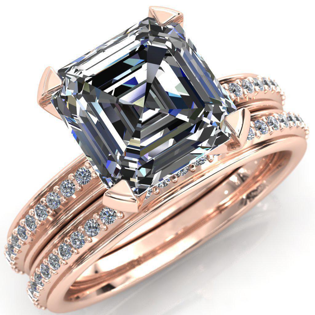 Joan Asscher Moissanite 4 Prong Diamond Channel Ring-Custom-Made Jewelry-Fire & Brilliance ®