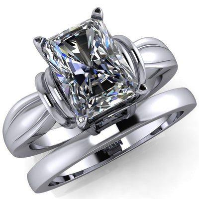 Joss Radiant Moissanite Shaped 4 Prong Engagement Ring-Custom-Made Jewelry-Fire & Brilliance ®