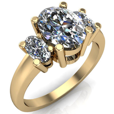 Joy Oval Moissanite 4 Prong Side Stones Diamond Ring-Custom-Made Jewelry-Fire & Brilliance ®