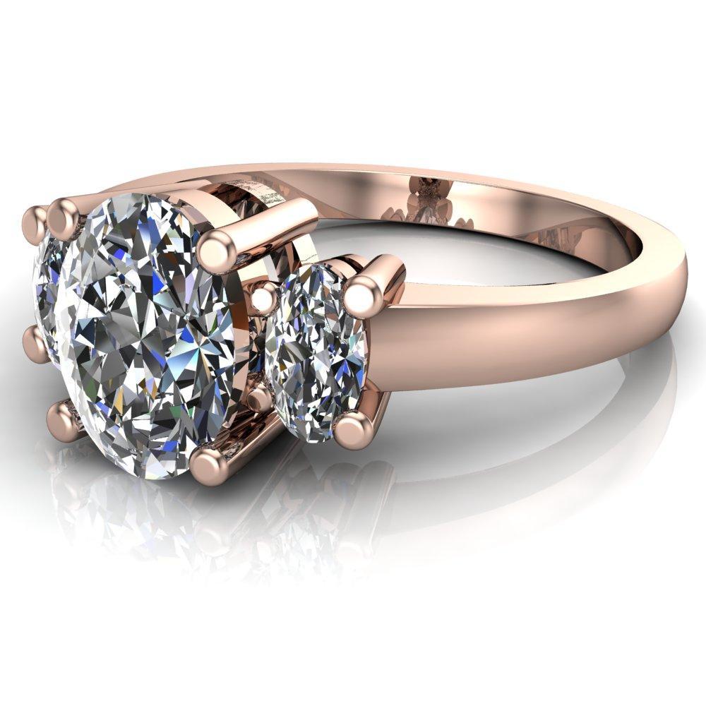 Joy Oval Moissanite 4 Prong Side Stones Diamond Ring-Custom-Made Jewelry-Fire & Brilliance ®