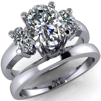 Joy Oval Moissanite 4 Prong Side Stones Diamond Ring-Custom-Made Jewelry-Fire & Brilliance ®