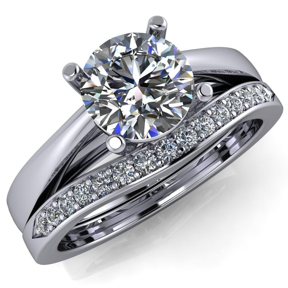 Joyce Round Moissanite Classic 4 Prongs Cathedral Under Bezel Solitaire Ring-Custom-Made Jewelry-Fire & Brilliance ®