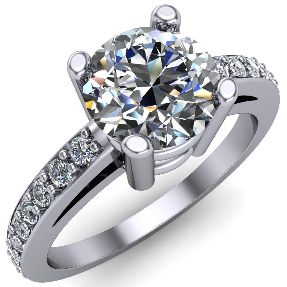 Jubilee Round Moissanite 4 Prong Diamond Channel Engagement Ring-Custom-Made Jewelry-Fire & Brilliance ®