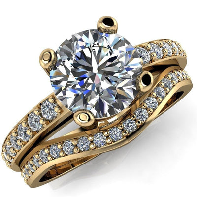 Jubilee Round Moissanite 4 Prong Diamond Channel Engagement Ring-Custom-Made Jewelry-Fire & Brilliance ®
