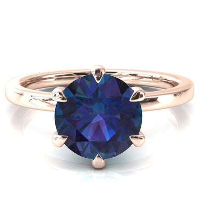 Julianne Round Alexandrite Solitaire 6 Prong Ring-FIRE & BRILLIANCE