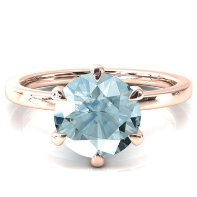 Julianne Round Aqua Blue Spinel Solitaire 6 Prong Ring-FIRE & BRILLIANCE