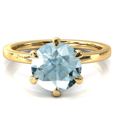 Julianne Round Aqua Blue Spinel Solitaire 6 Prong Ring-FIRE & BRILLIANCE