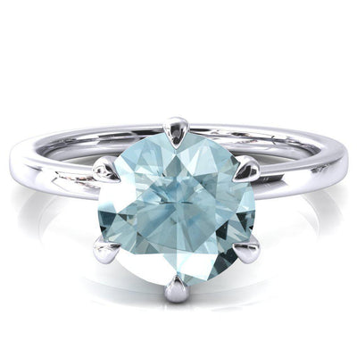 Julianne Round Aqua Blue Spinel Solitaire 6 Prong Ring-FIRE & BRILLIANCE