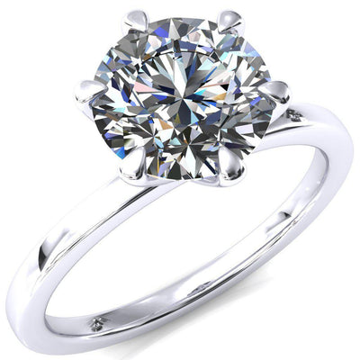 Julianne Round Moissanite Solitaire 6 Prong Ring-FIRE & BRILLIANCE