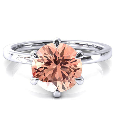 Julianne Round Champagne Sapphire Solitaire 6 Prong Ring-FIRE & BRILLIANCE