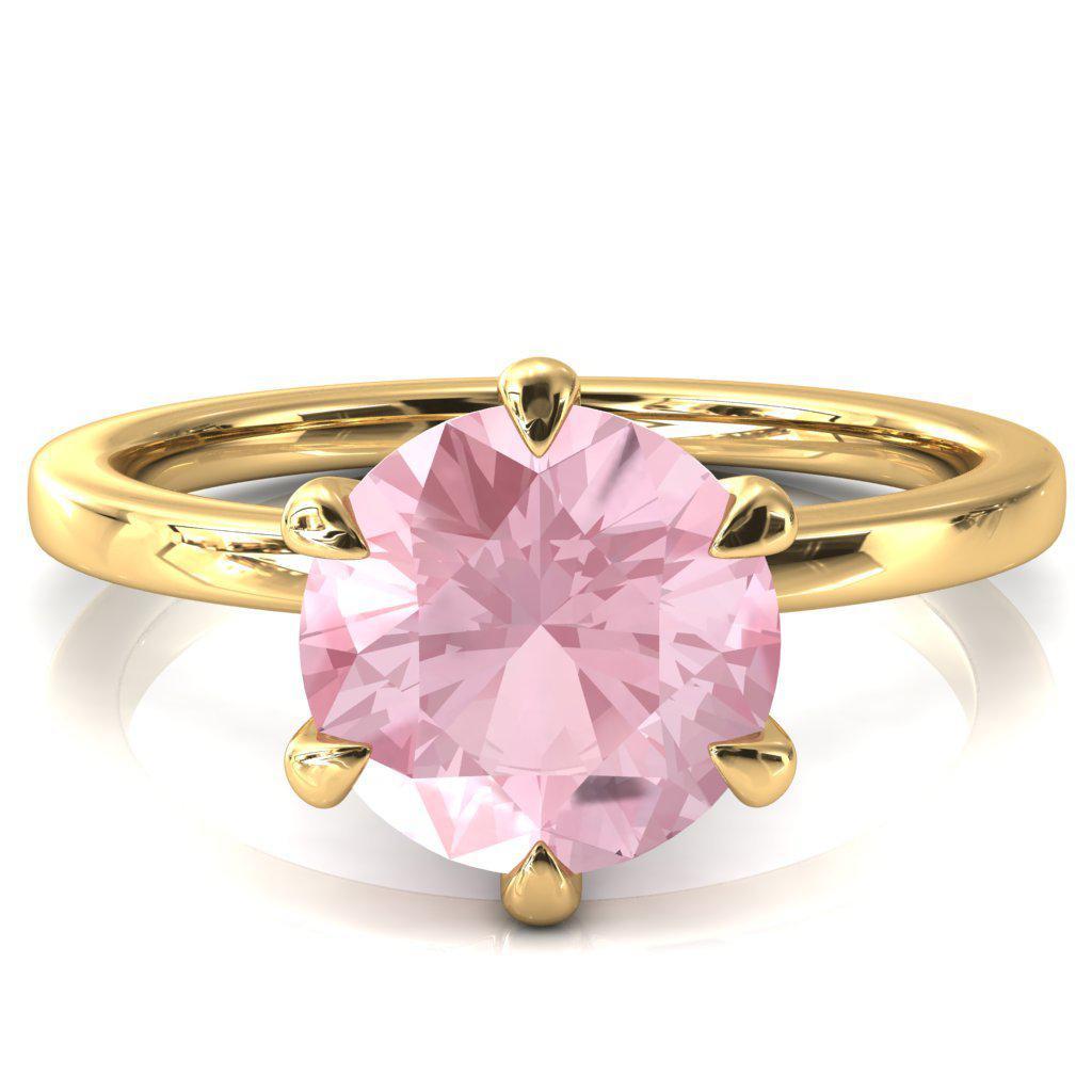 Julianne Round Pink Sapphire Solitaire 6 Prong Ring-FIRE & BRILLIANCE