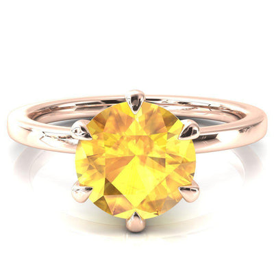 Julianne Round Yellow Sapphire Solitaire 6 Prong Ring-FIRE & BRILLIANCE