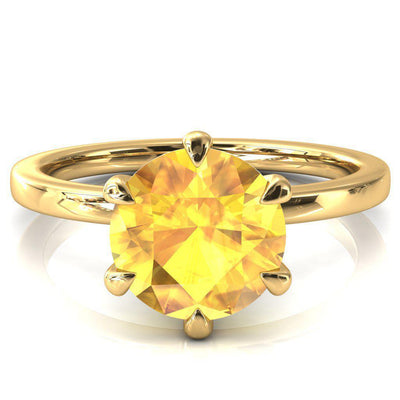 Julianne Round Yellow Sapphire Solitaire 6 Prong Ring-FIRE & BRILLIANCE