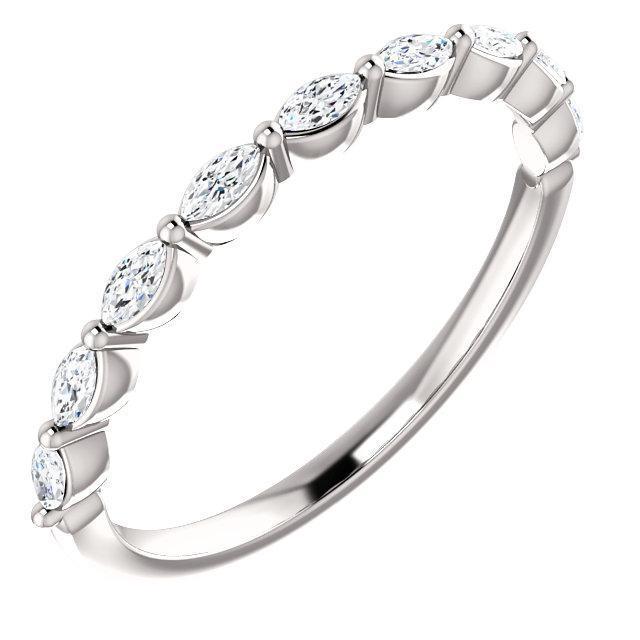 Juliette Marquise East to West Diamond 1/2 Eternity Shared Single Prong Set Band-Wedding and Anniversary Bands-Fire & Brilliance ®