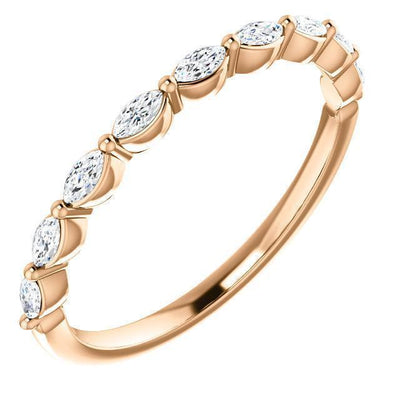 Juliette Marquise East to West Diamond 1/2 Eternity Shared Single Prong Set Band-Wedding and Anniversary Bands-Fire & Brilliance ®