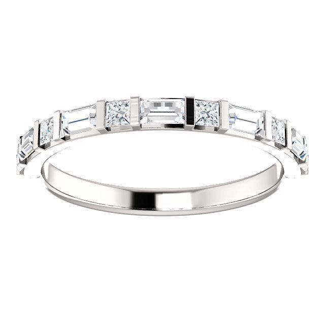 *Juliette Princess and Straight Baguette Diamond 1/2 Eternity Bar Set Band-Wedding and Anniversary Bands-Fire & Brilliance ®