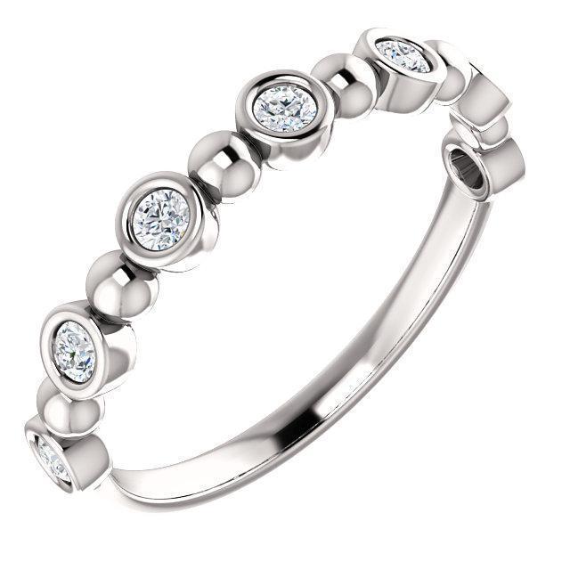 *Juliette Round Diamond or Moissanite 1/2 Eternity Bezel-Set and Beaded Band-Wedding and Anniversary Bands-Fire & Brilliance ®