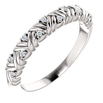 *Juliette Round Diamond or Moissanite 1/2 Eternity Woven Band-Wedding and Anniversary Bands-Fire & Brilliance ®