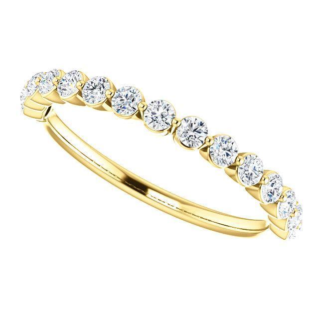 Juliette Round Moissanite or Diamond 1/2 Eternity Prong Set Bezel Band-Wedding and Anniversary Bands-Fire & Brilliance ®