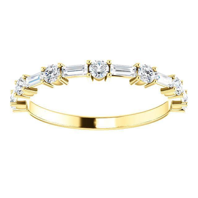 *Juliette Round and Straight Baguette Diamond 1/2 Eternity Double Shared Prong Set Band-Wedding and Anniversary Bands-Fire & Brilliance ®