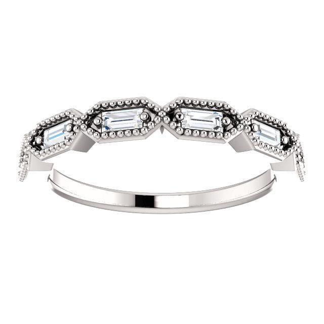 *Juliette Straight Baguette Diamond with Milgrain 1/2 Eternity Band-Wedding and Anniversary Bands-Fire & Brilliance ®