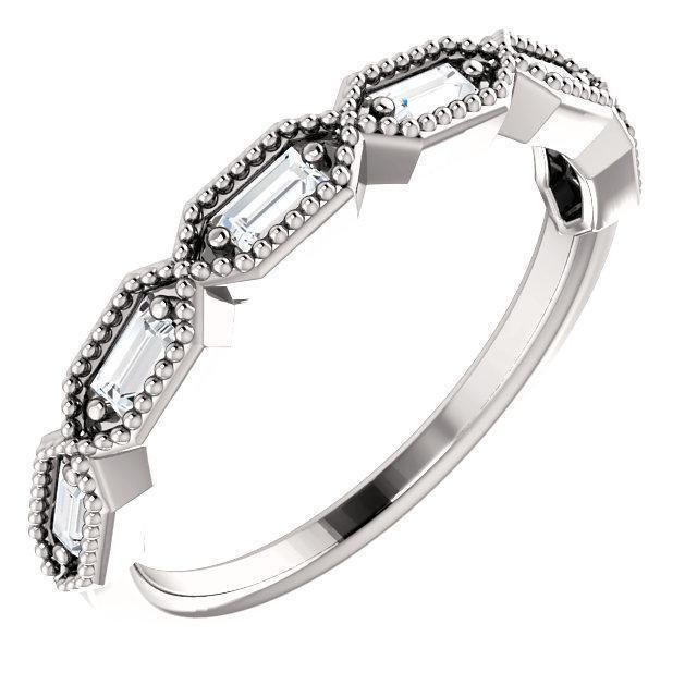 *Juliette Straight Baguette Diamond with Milgrain 1/2 Eternity Band-Wedding and Anniversary Bands-Fire & Brilliance ®