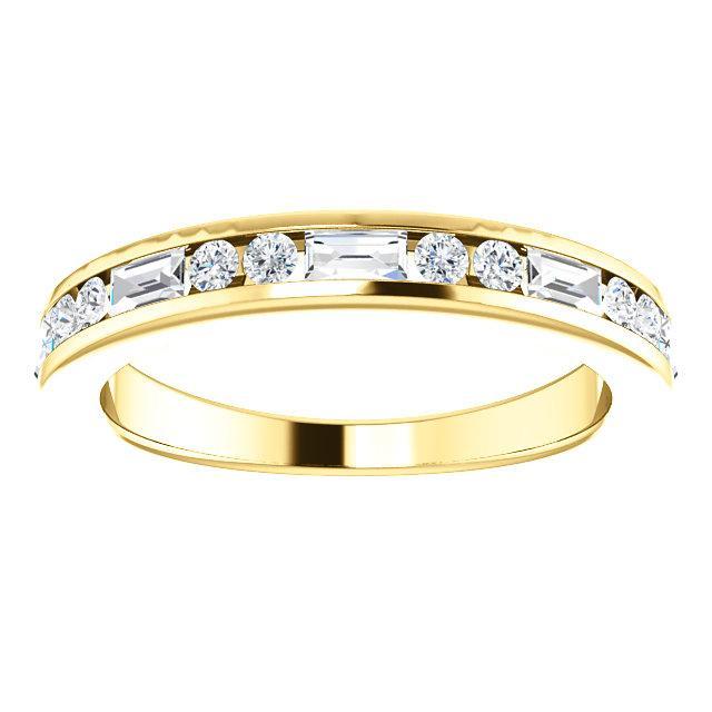 Juliette Straight Baguette and Round Diamond 1/2 Eternity Channel Wedding & Anniversary Band-Wedding and Anniversary Bands-Fire & Brilliance ®