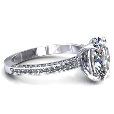 Kailee Oval Moissanite 4 Prong 3/4 Eternity 3 Sided Diamond Shank Engagement Ring-Custom-Made Jewelry-Fire & Brilliance ®