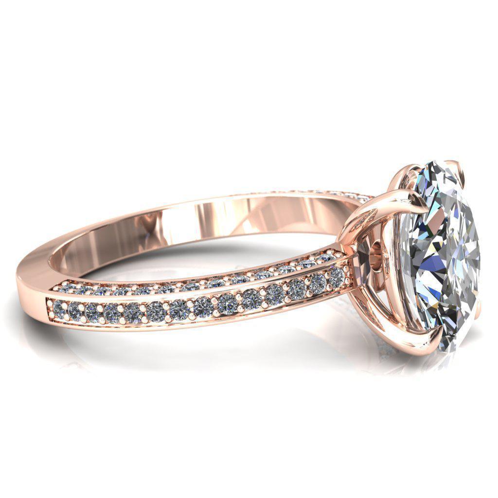 Kailee Oval Moissanite 4 Prong 3/4 Eternity 3 Sided Diamond Shank Engagement Ring-Custom-Made Jewelry-Fire & Brilliance ®