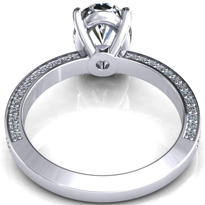 Kailee Oval Moissanite 4 Prong 3/4 Eternity 3 Sided Diamond Shank Engagement Ring-Custom-Made Jewelry-Fire & Brilliance ®