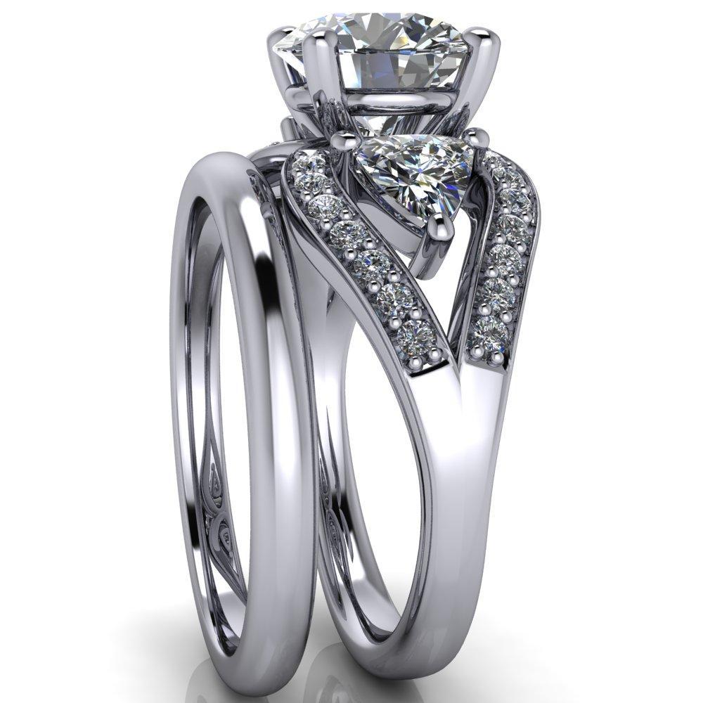 Kassandra Round Moissanite 4 Prong Trillion Moissanite Side Split Shank Accent Engagement Ring-Custom-Made Jewelry-Fire & Brilliance ®