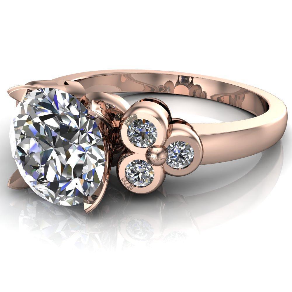 Katarina Round Moissanite Side Clover Comfort Fit Ring-Custom-Made Jewelry-Fire & Brilliance ®