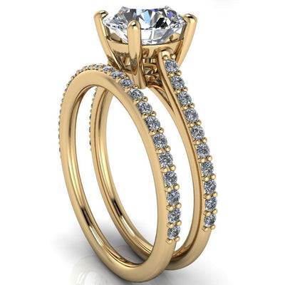 Katrina Round Moissanite Citadel Half Eternity Cathedral Ring-Custom-Made Jewelry-Fire & Brilliance ®