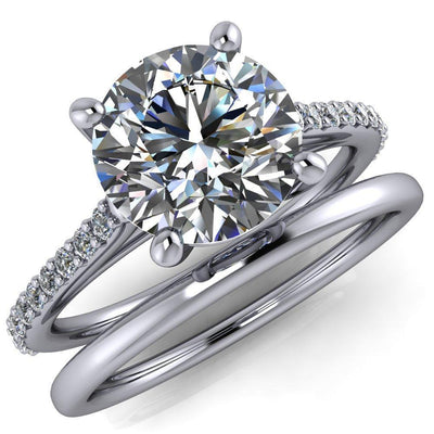 Katrina Round Moissanite Citadel Half Eternity Cathedral Ring-Custom-Made Jewelry-Fire & Brilliance ®
