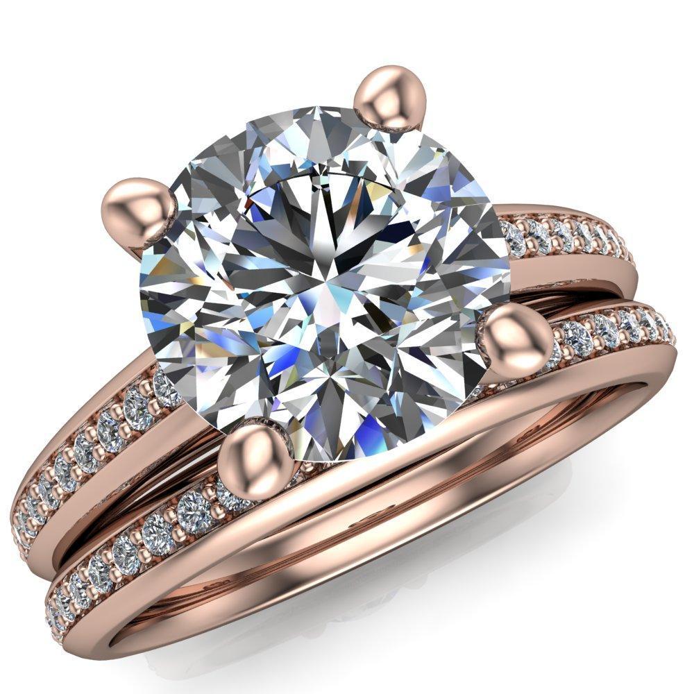 Kaylee Round Moissanite 4 Prong Micro Side Diamonds Comfort Fit Engagement Ring-Custom-Made Jewelry-Fire & Brilliance ®