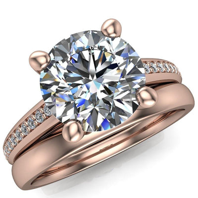 Kaylee Round Moissanite 4 Prong Micro Side Diamonds Comfort Fit Engagement Ring-Custom-Made Jewelry-Fire & Brilliance ®
