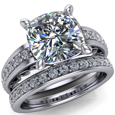 Keating Cushion Moissanite Diamond Channel 4 Prong Ring-Custom-Made Jewelry-Fire & Brilliance ®