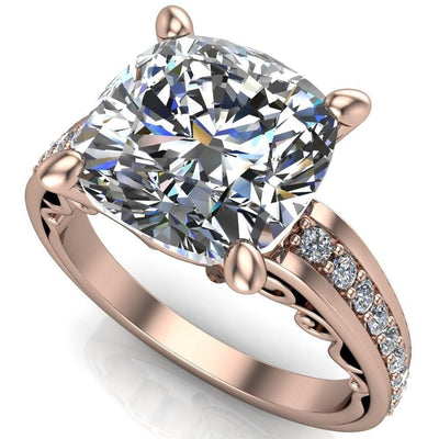 Keating Cushion Moissanite Diamond Channel 4 Prong Ring-Custom-Made Jewelry-Fire & Brilliance ®