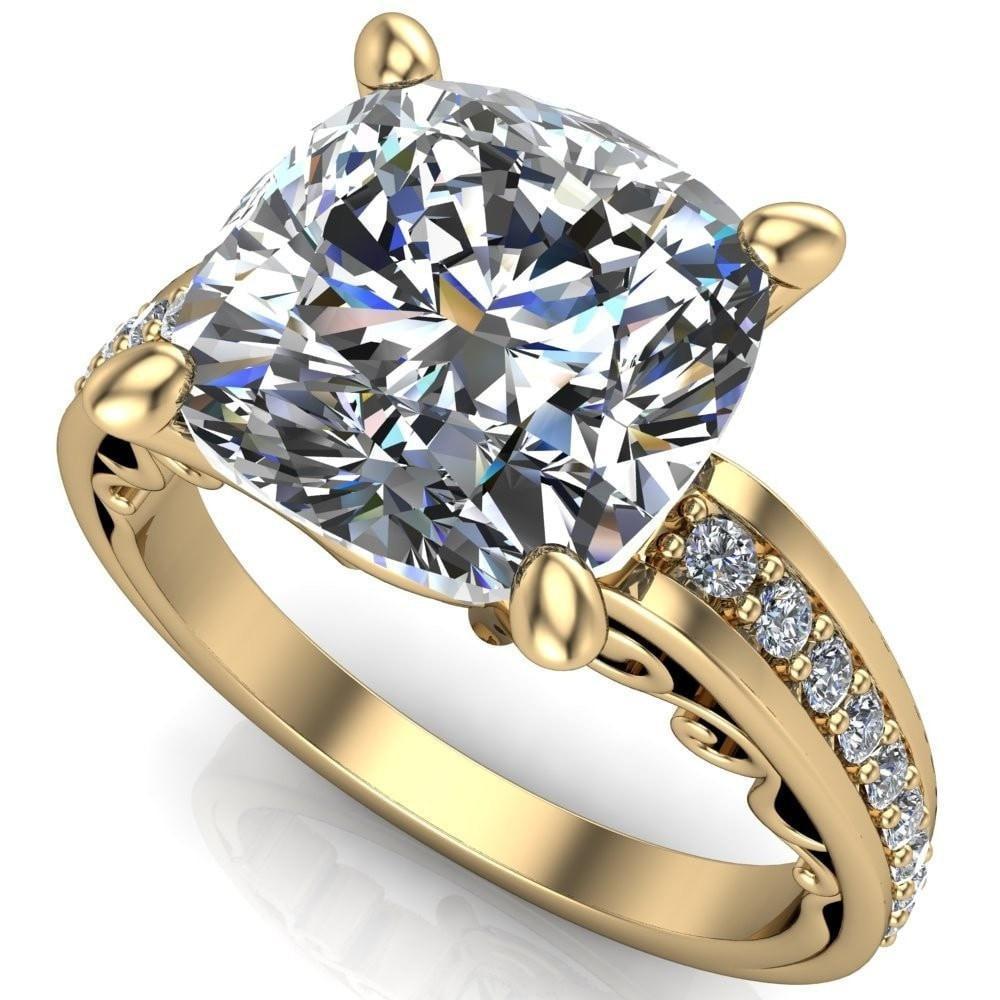 Keating Cushion Moissanite Diamond Channel 4 Prong Ring-Custom-Made Jewelry-Fire & Brilliance ®