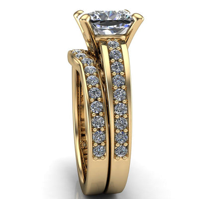 Keating Cushion Moissanite Diamond Channel 4 Prong Ring-Custom-Made Jewelry-Fire & Brilliance ®