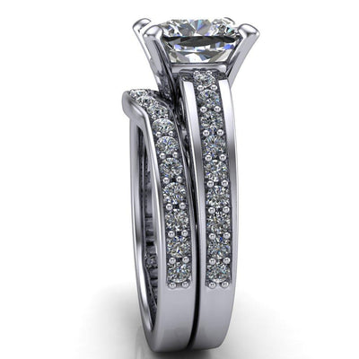 Keating Cushion Moissanite Diamond Channel 4 Prong Ring-Custom-Made Jewelry-Fire & Brilliance ®