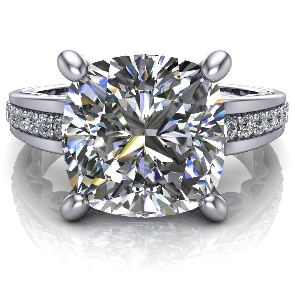 Keating Cushion Moissanite Diamond Channel 4 Prong Ring-Custom-Made Jewelry-Fire & Brilliance ®