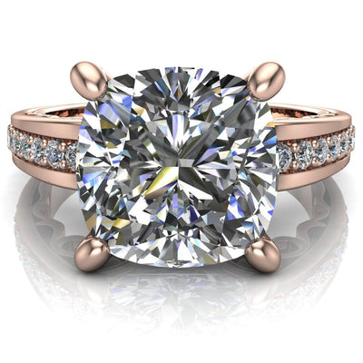 Keating Cushion Moissanite Diamond Channel 4 Prong Ring-Custom-Made Jewelry-Fire & Brilliance ®