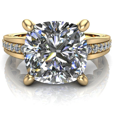 Keating Cushion Moissanite Diamond Channel 4 Prong Ring-Custom-Made Jewelry-Fire & Brilliance ®