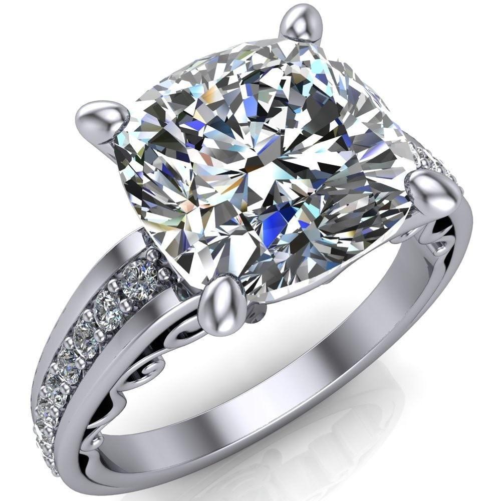 Keating Cushion Moissanite Diamond Channel 4 Prong Ring-Custom-Made Jewelry-Fire & Brilliance ®